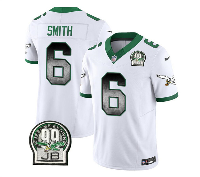 Men's Philadelphia Eagles #6 DeVonta Smith White 2023 F.U.S.E. Throwback Vapor Untouchable Limited Football Stitched Jersey